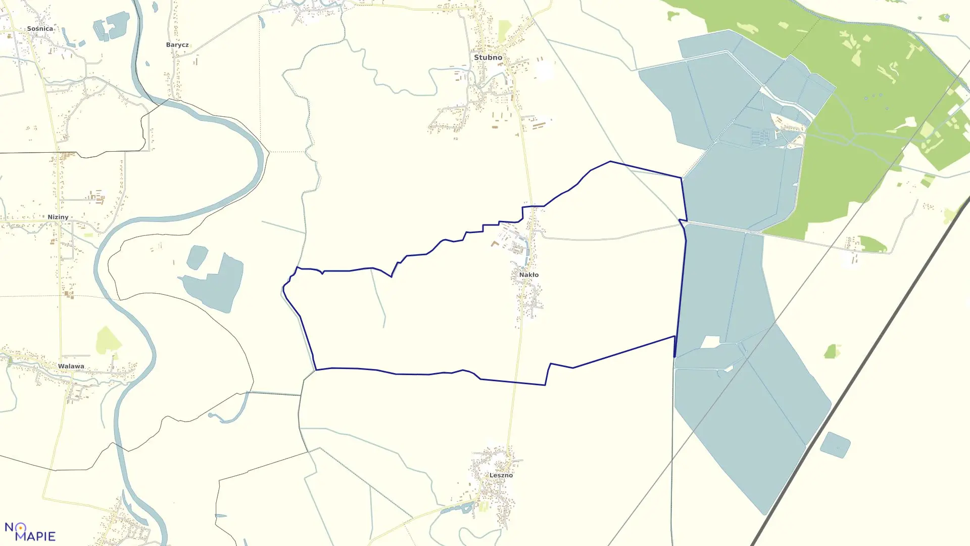 Mapa obrębu Nakło w gminie Stubno